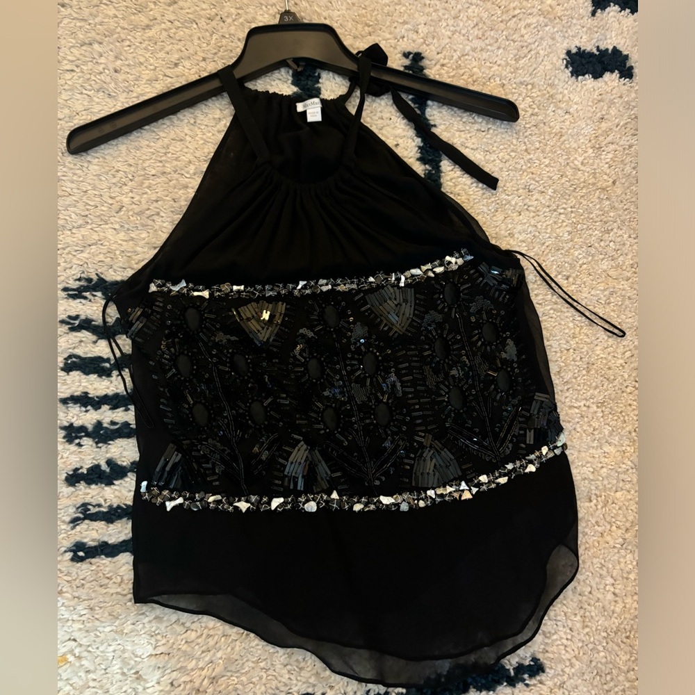 MaxMara 100% silk top with beading